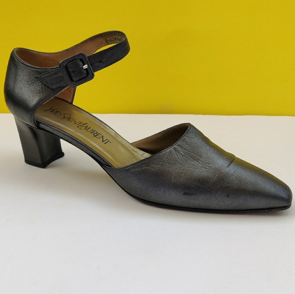 Yves Saint Laurent Shoes - Yves Saint Laurent Leather Gray Pointed Toe Heel